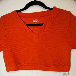 Madewell V-Neck Crop Tee in Brilliant Tangerine Size L NWOT